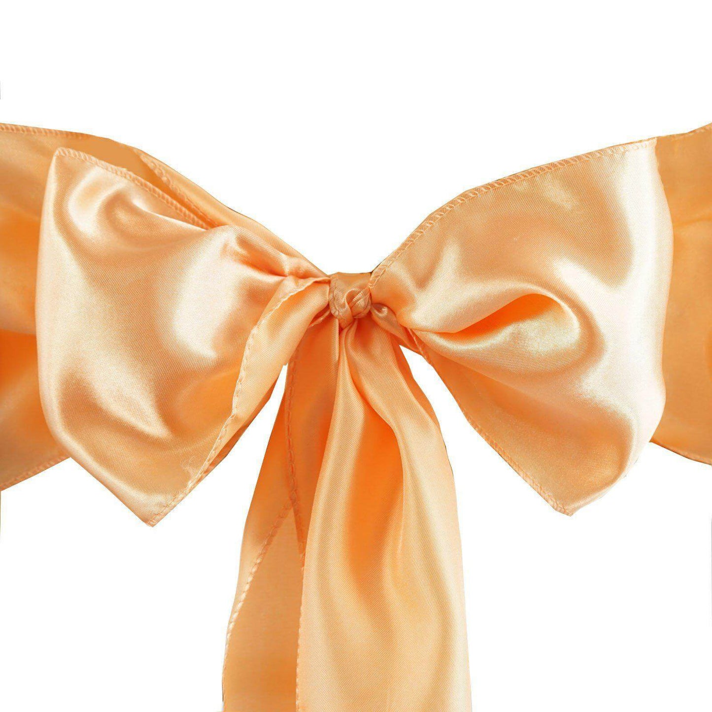 5 Pack Satin Chair Sashes Peach - Durable Chair Bows with Shiny Finish 6"x106"