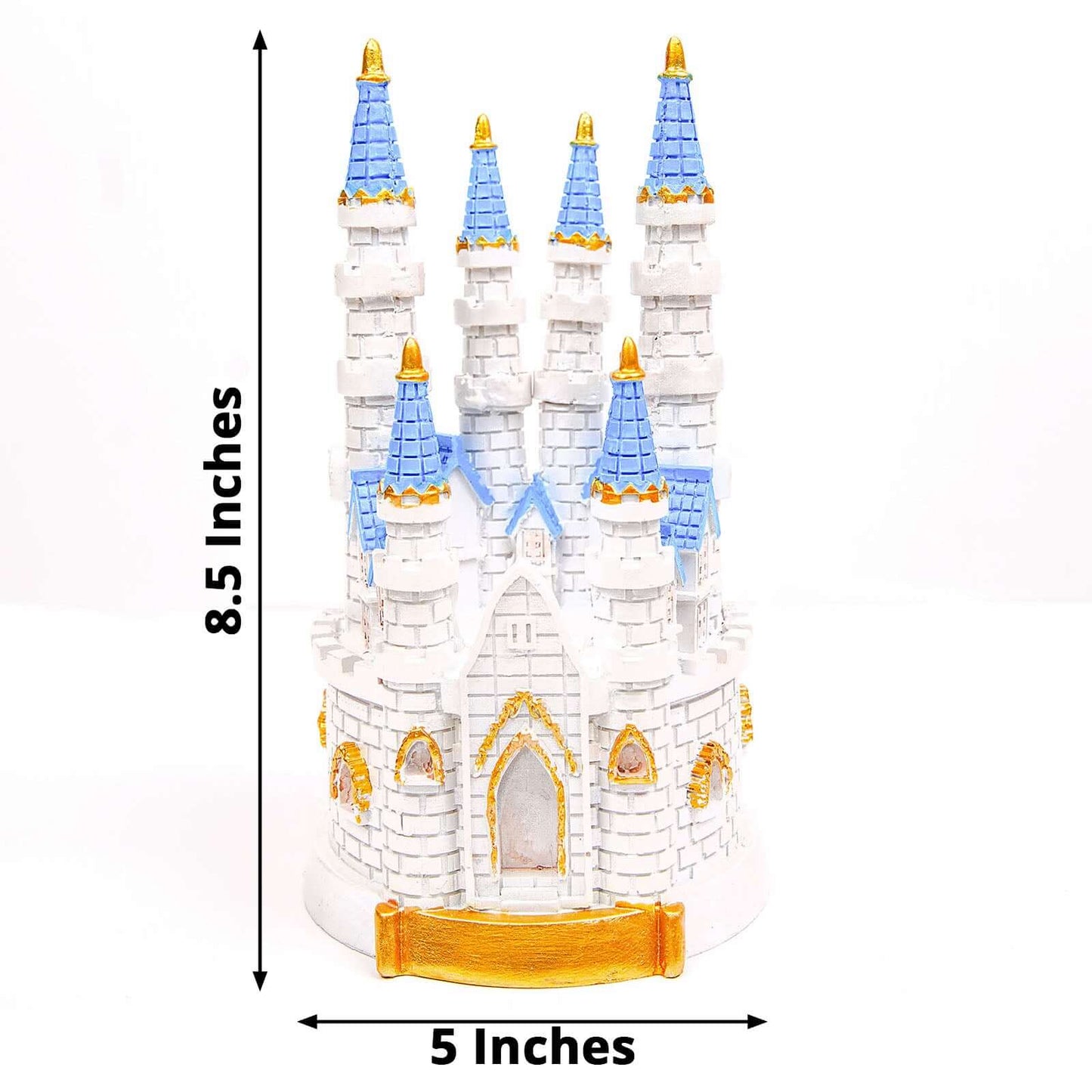Cake Topper Figurine Fairytale Princess Castle Design Blue and White - Decoration for Baby Showers 8.5"