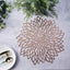 6-Pack Dining Table Mats Floral Design Rose Gold - Metallic Vinyl Round Non-Slip Mats for Tables 15"