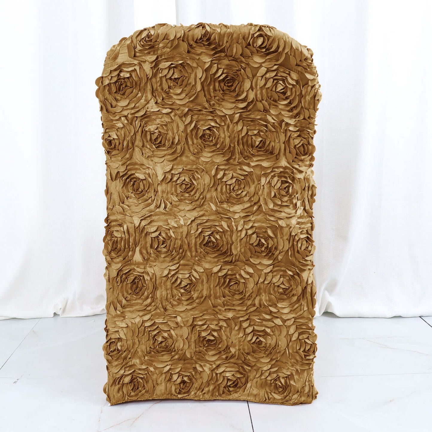 Spandex Chair Cover Gold for Folding Chairs - Durable Stretch Fitted Slipcover with Satin Rosette Design