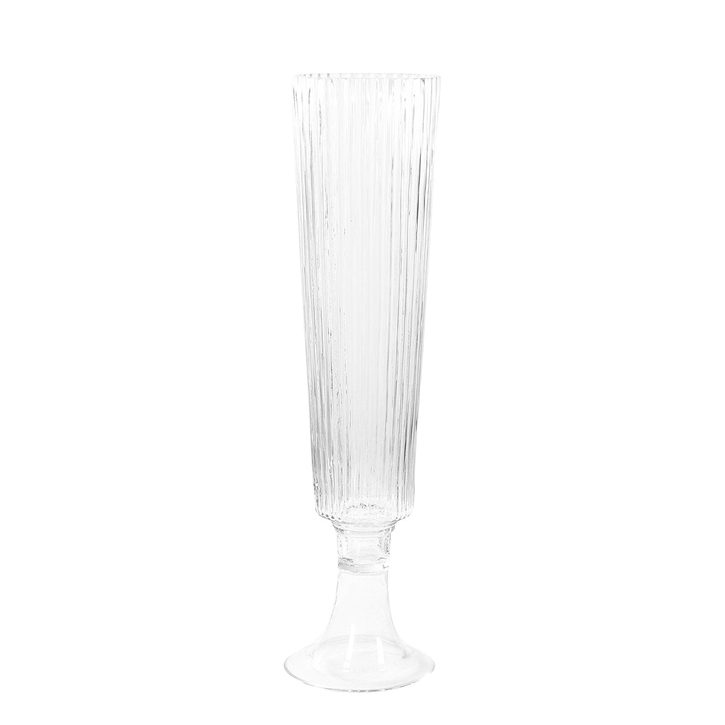 4-Pack Glass Trumpet Vases Ribbed Design Clear - Durable Flower Centerpieces for Events 26"