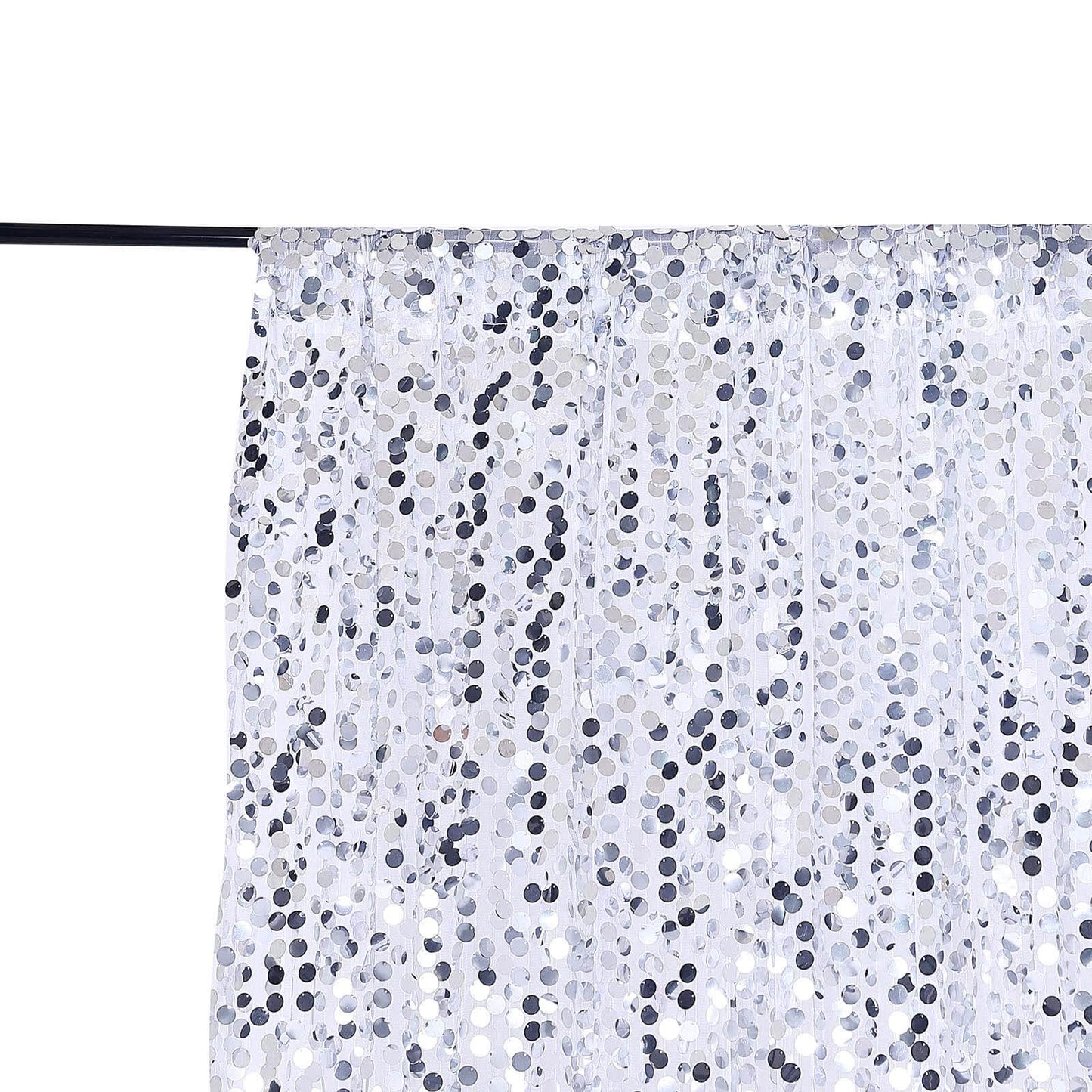 8ftx8ft Silver Big Payette Sequin Event Curtain Drapes, Backdrop Event Panel