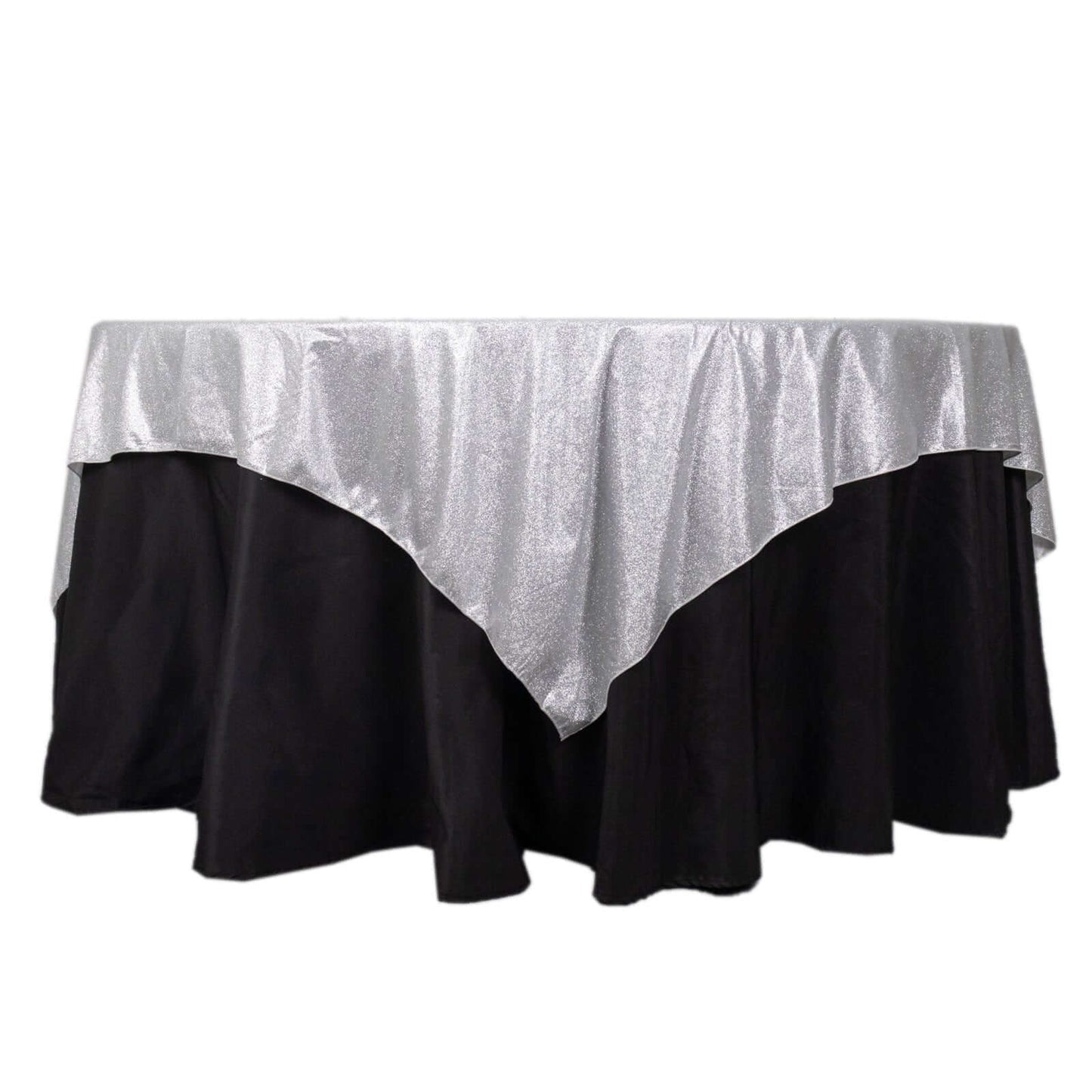 Polyester 72"x72" Table Overlay Square Tablecloth Silver - Glitter Sparkle Table Topper