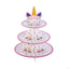 3-Tier Cardboard Cupcake Dessert Stand - Stable Treat Tower Display Holder for Unicorn Themed Girls Birthday Baby Shower Party Decor 15"
