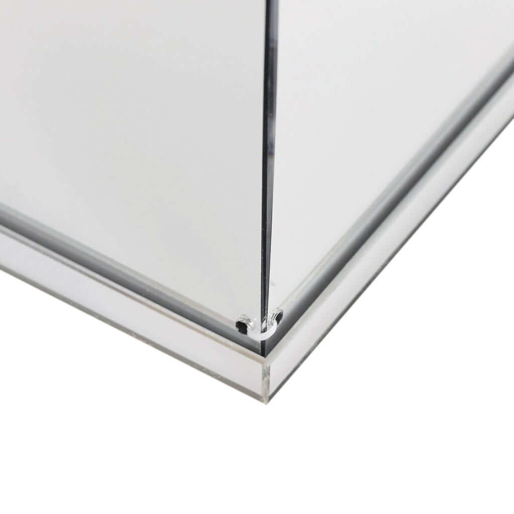 32" Silver Mirror Finish Acrylic Display Box, Pedestal Riser with Interchangeable Lid and Base