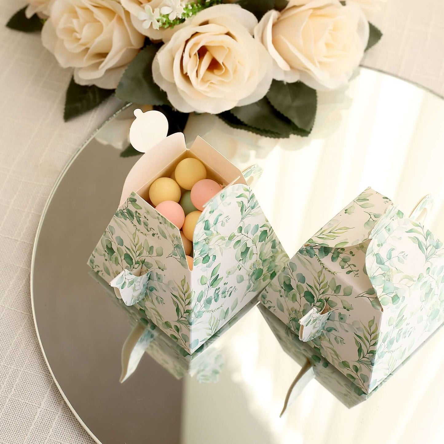 25 Pack Eucalyptus Greenery Mini Teapot Party Favor Boxes, Tea Time Gift Boxes - 5"x4"