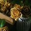 24 Roses 2" Gold Artificial Foam Flowers With Stem Wire and Leaves