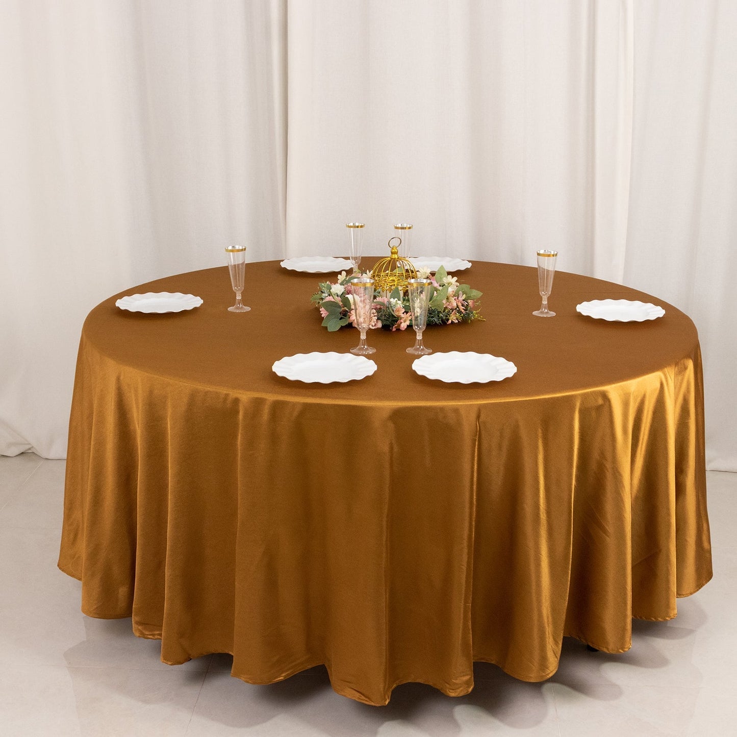 Scuba Round 108" Tablecloth Shimmering Gold - Wrinkle Free & Stain Resistant Table Cover for Weddings and Parties