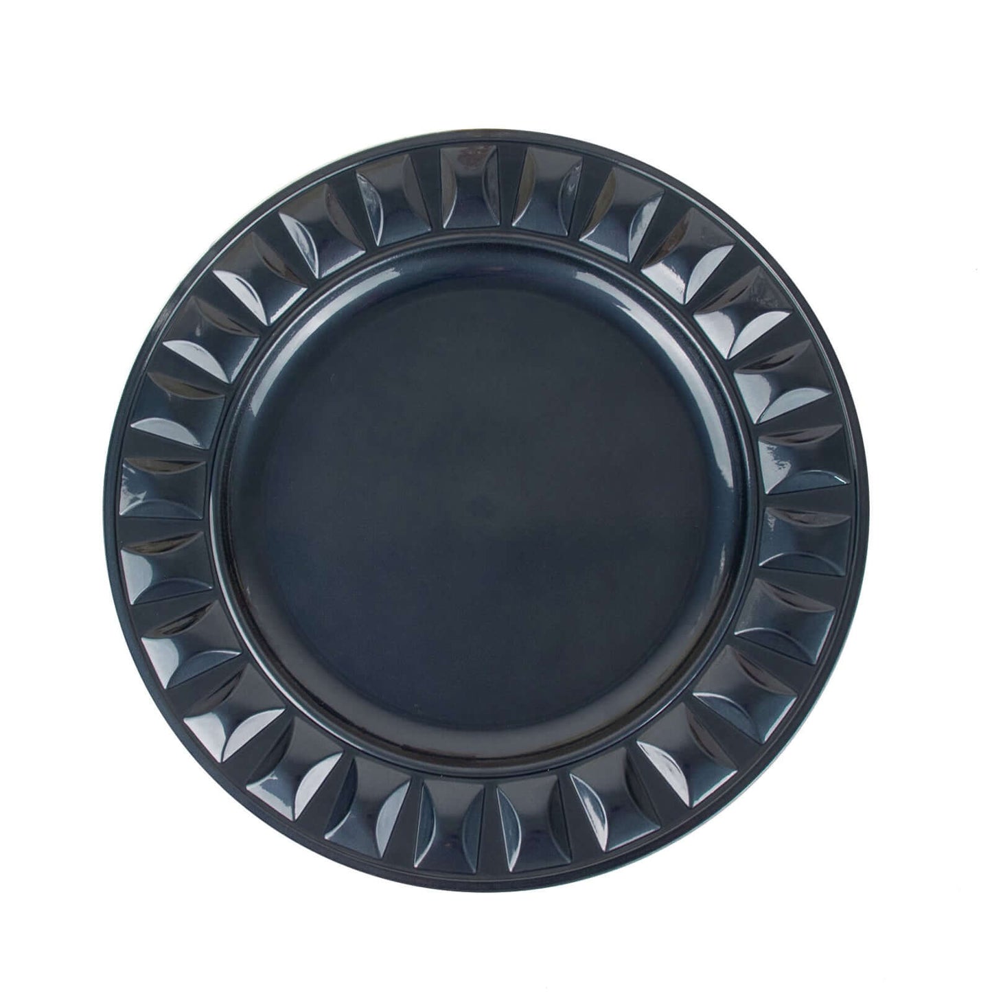 6-Pack Plastic Round Charger Plates 13" in Navy Blue with Bejeweled Rim, Luxe Decorative Dinner Party Charger Tableware