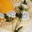 2 Stems 38" Tall Silver Artificial Silk Rose Flower Bouquet Bushes