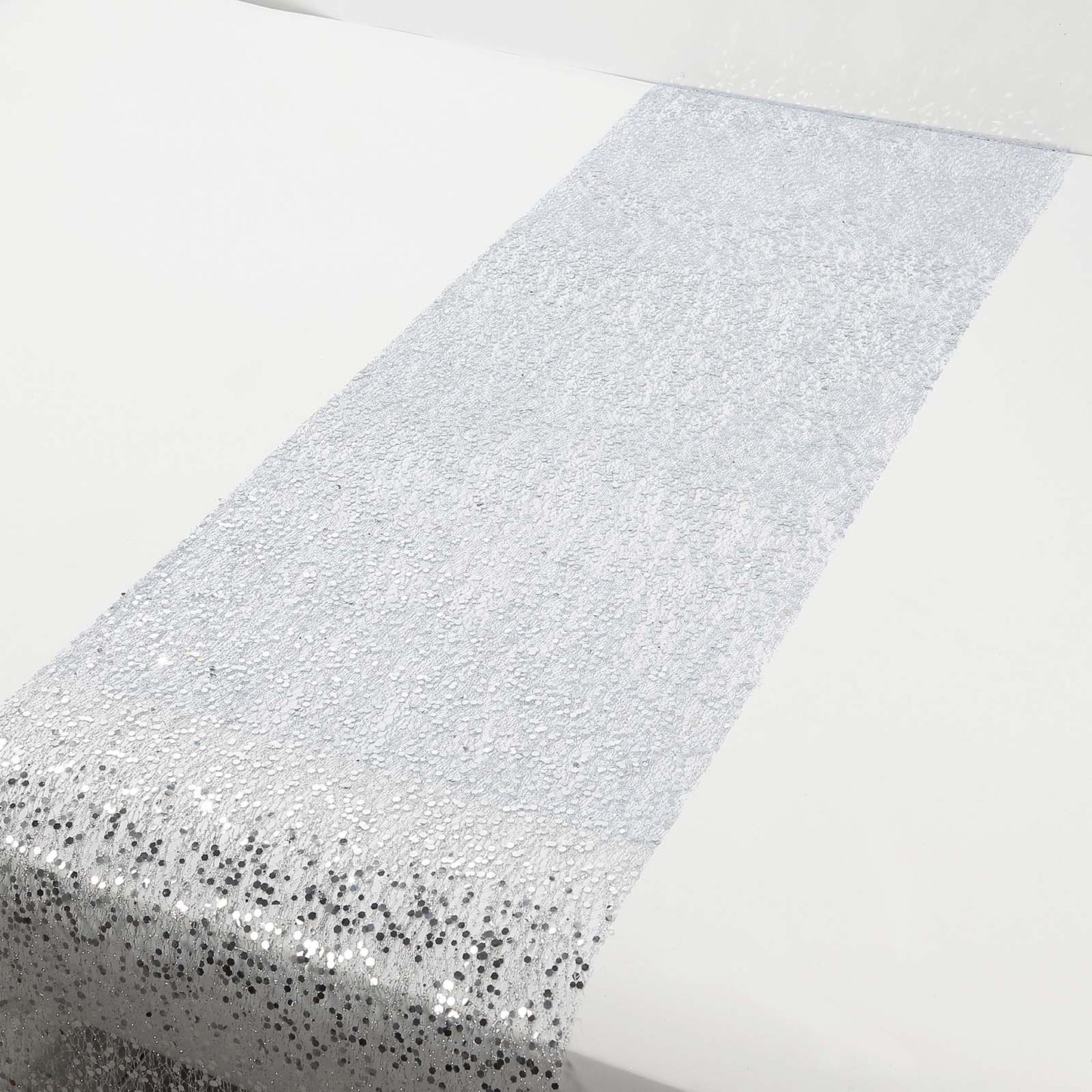 Mesh 11"x108" Table Runner Metallic Silver â€“ Glitter Design for Convenient Event Decoration
