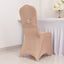 Spandex Chair Cover with Silver Rhinestone Buckled Sash Band Nude - Stretch Fitted Slipcover