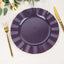10-Pack Plastic 11" Round Dinner Plates in Purple Ruffled Rim with Gold Edging - Sturdy Disposable Dinnerware