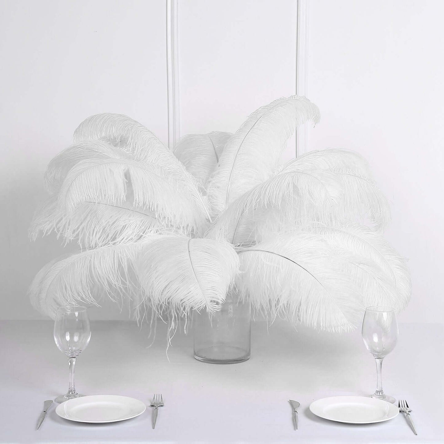 12 Pack White Natural Plume Ostrich Feathers Centerpiece Filler - 24"-26"