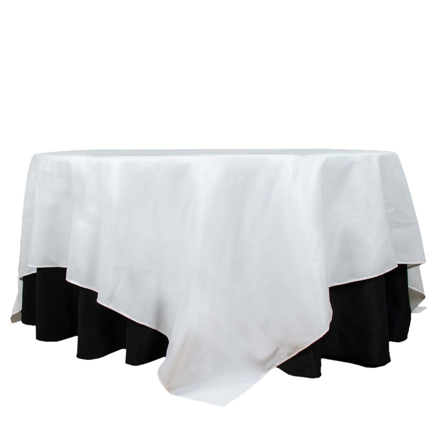 Premium Polyester 90"x90" Table Overlay Square Tablecloth White 220GSM Wrinkle-Resistant Table Cover Stylish Gatherings