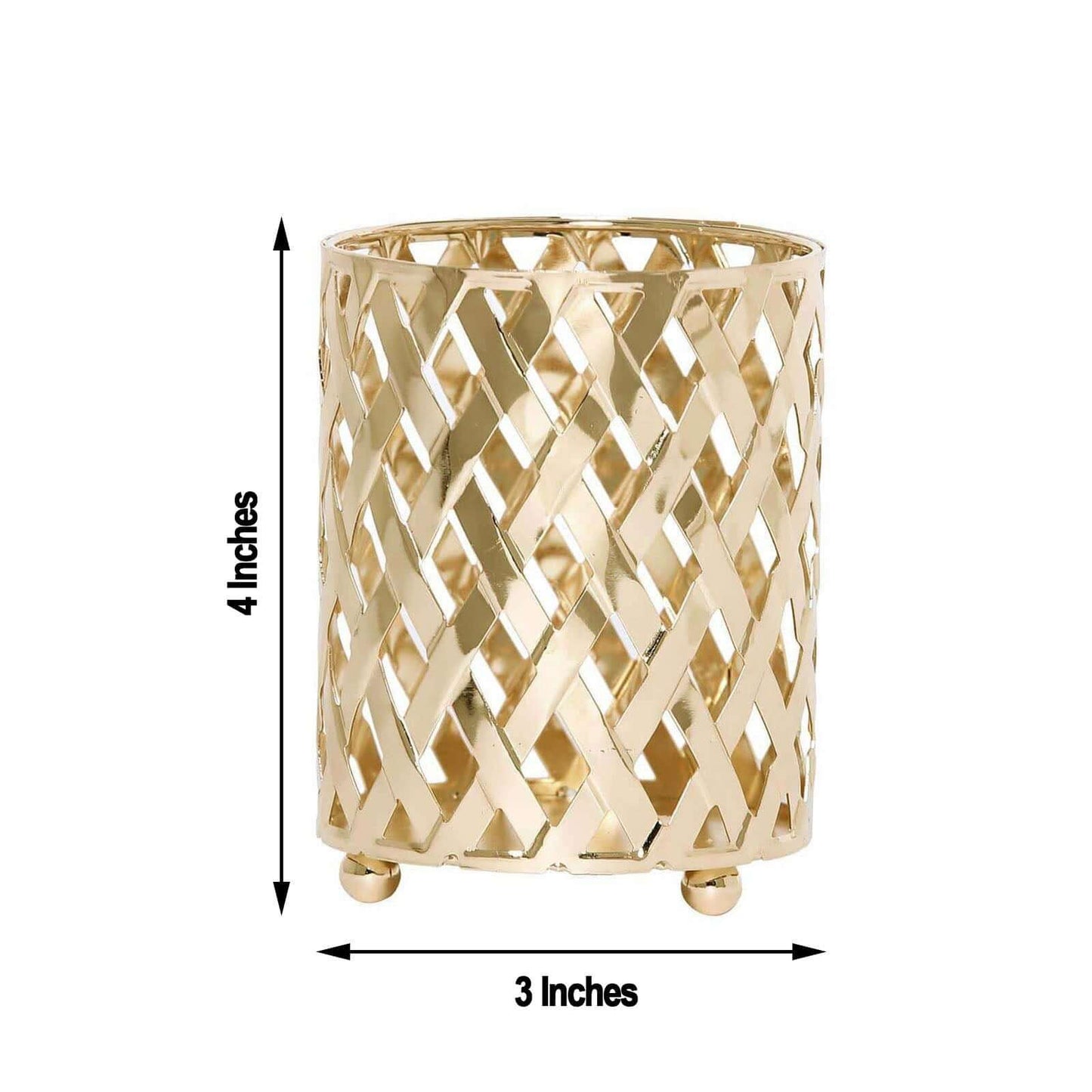 2-Pack Votive Candle Holders Gold Metal Diamond Cut Geometric Design - Perfect for Home DÃ©cor and Events 4"