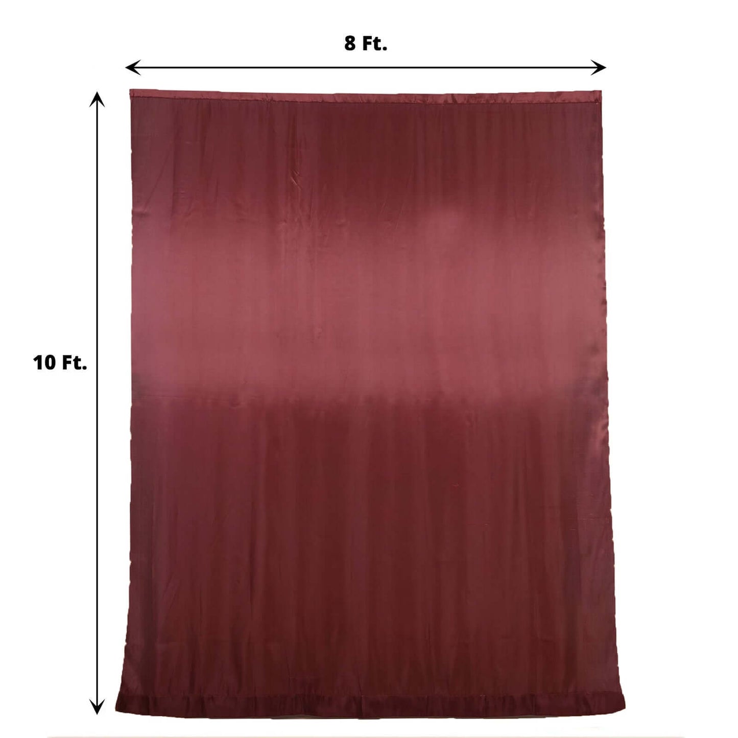 8ftx10ft Burgundy Satin Event Curtain Drapes, Backdrop Event Panel