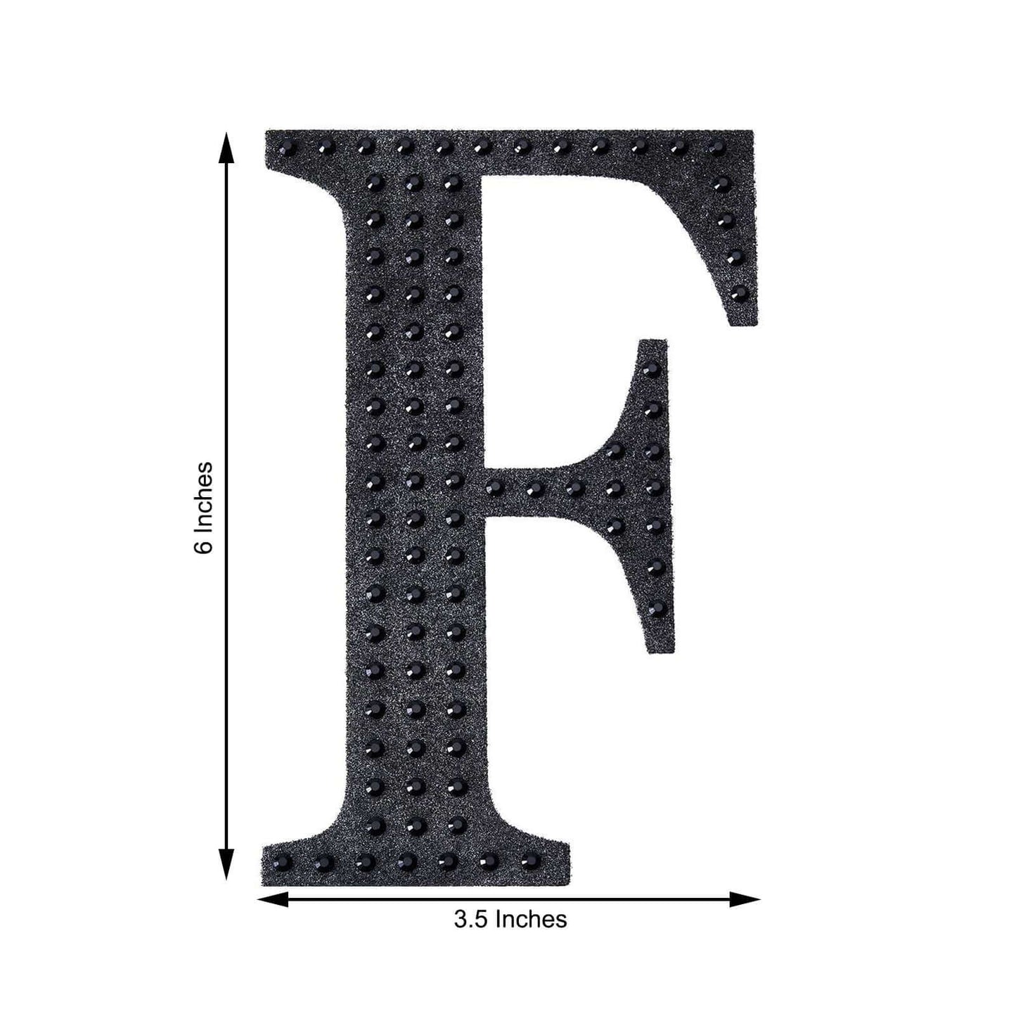 Decorative Rhinestone Alphabet "F" Letter Stickers, Glitter Adhesive Craft Letters Black DIY Sparkle Embellishments 6"