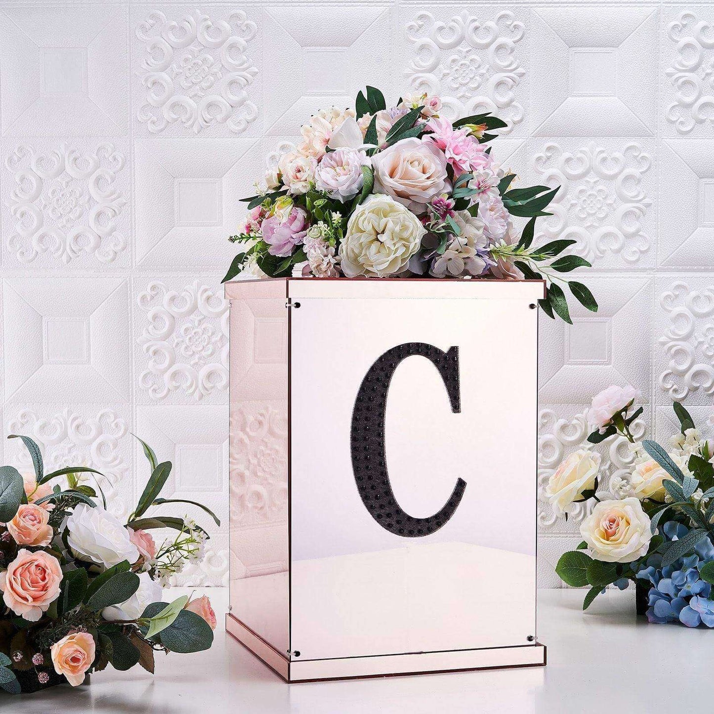 Decorative Rhinestone Alphabet "C" Letter Stickers, Glitter Adhesive Craft Letters Black DIY Sparkle Embellishments 8"