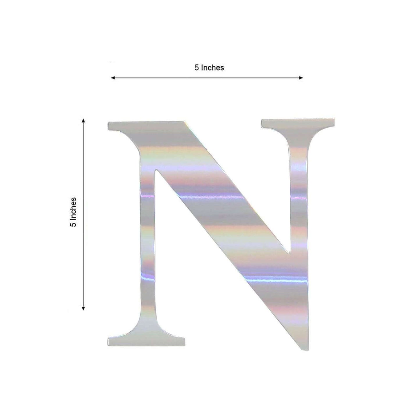 4 Pack 5" Iridescent Alphabet Stickers Banner, Customizable Stick on Letters - N