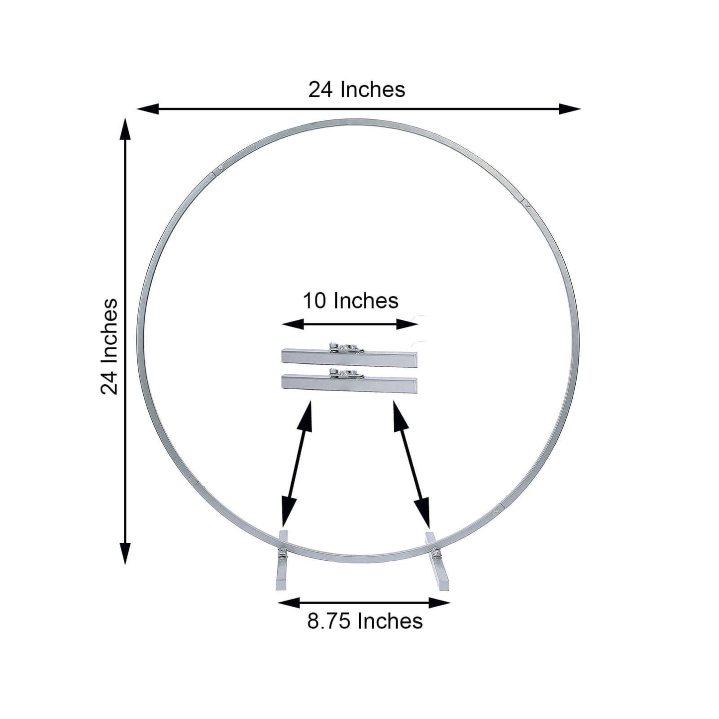 24" Silver Round Arch Wedding Centerpiece, Metal Hoop Wreath Tabletop Decor