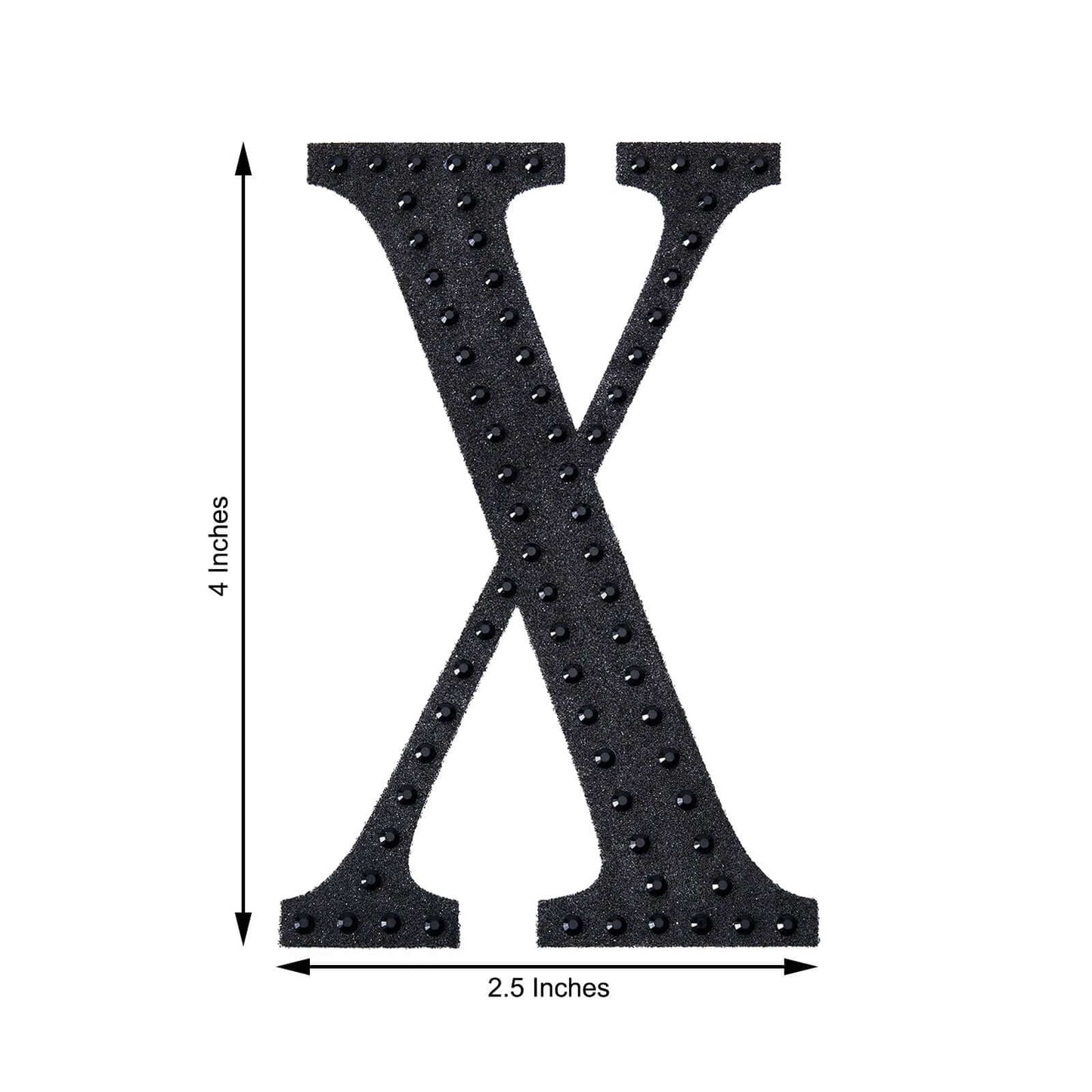 Decorative Rhinestone Alphabet "X" Letter Stickers, Glitter Adhesive Craft Letters Black DIY Sparkle Embellishments 4"