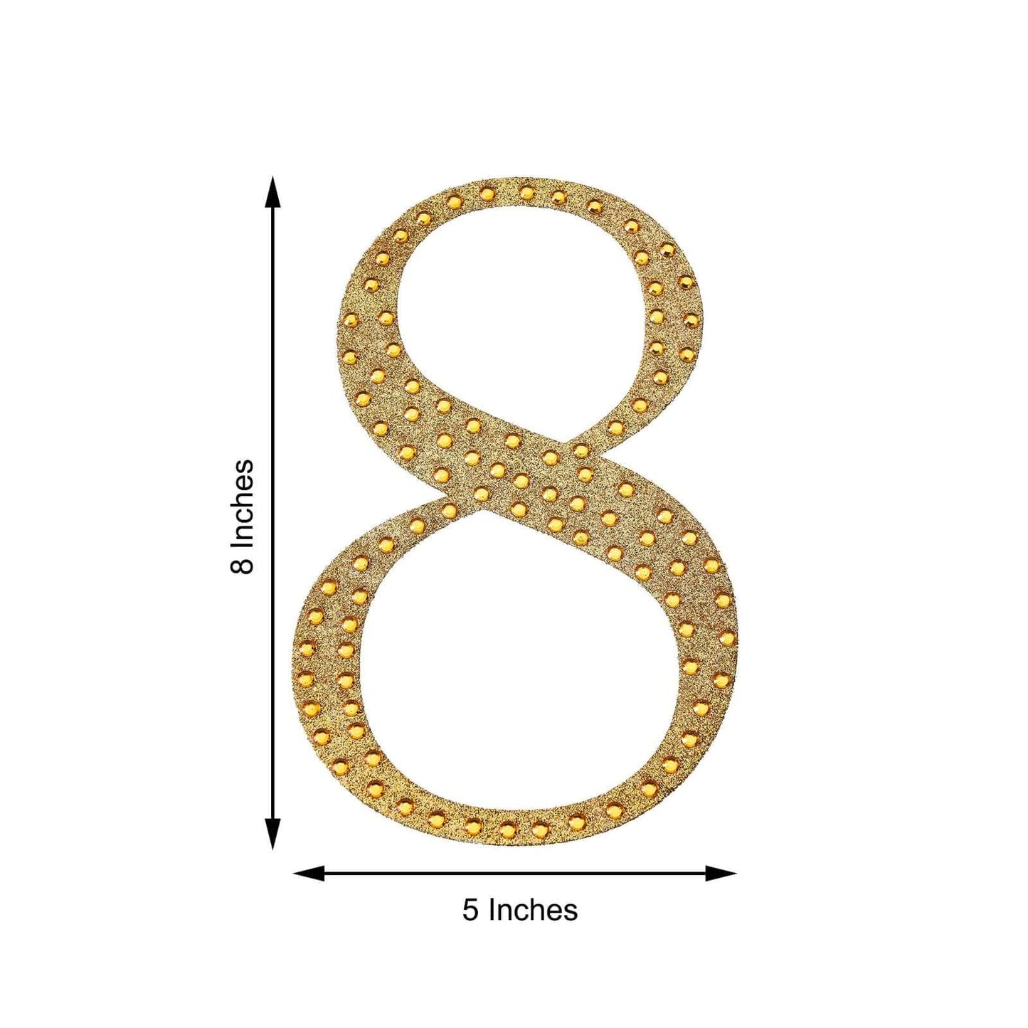 Decorative Rhinestone Number "8" Stickers, Glitter Adhesive Craft Numbers Gold DIY Sparkle Embellishments 8"