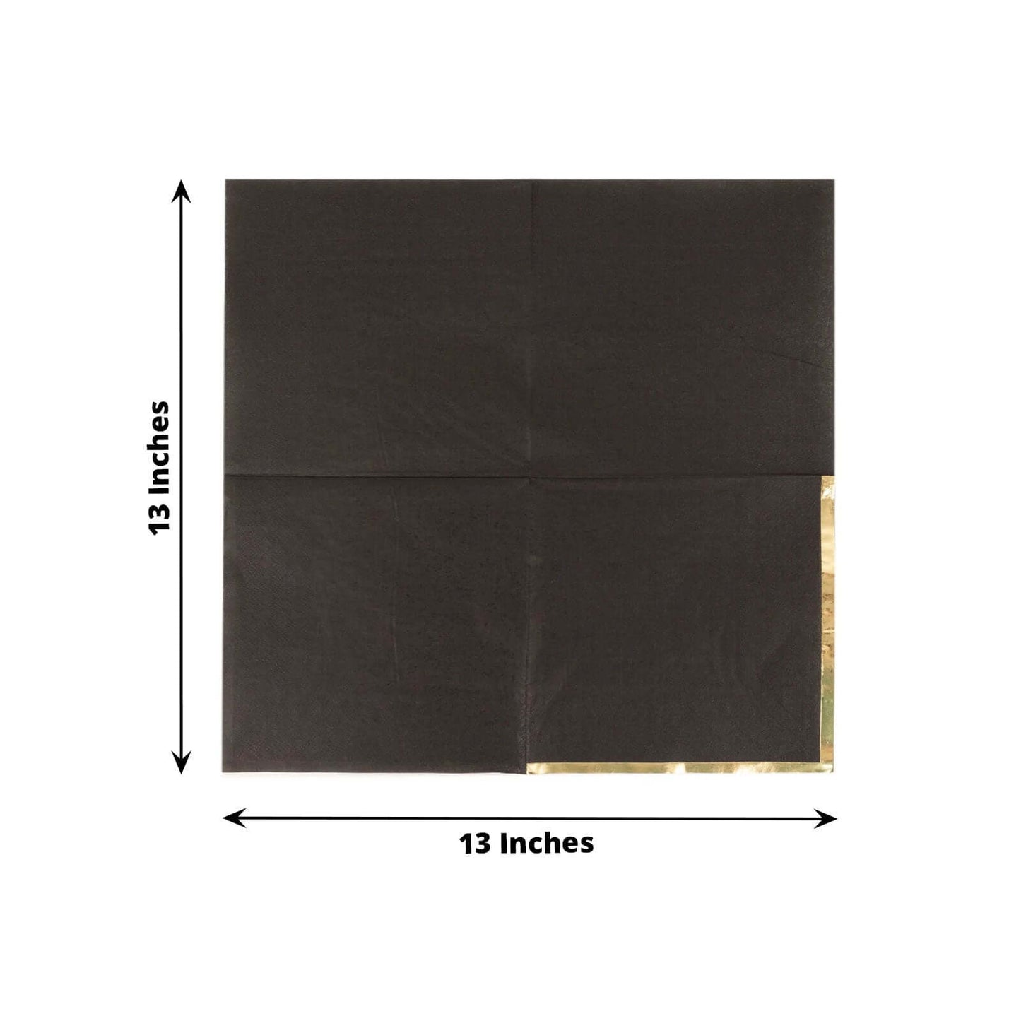50-Pack Paper Beverage Napkins with Gold Foil Edge Black - Disposable 2 Ply Cocktail Napkins for Events 6.5"x6.5"