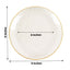10-Pack Plastic 9" Round Dinner Plates in Clear Gold Glittered Hammered Design with Gold Rim - Modern Disposable Party Plates