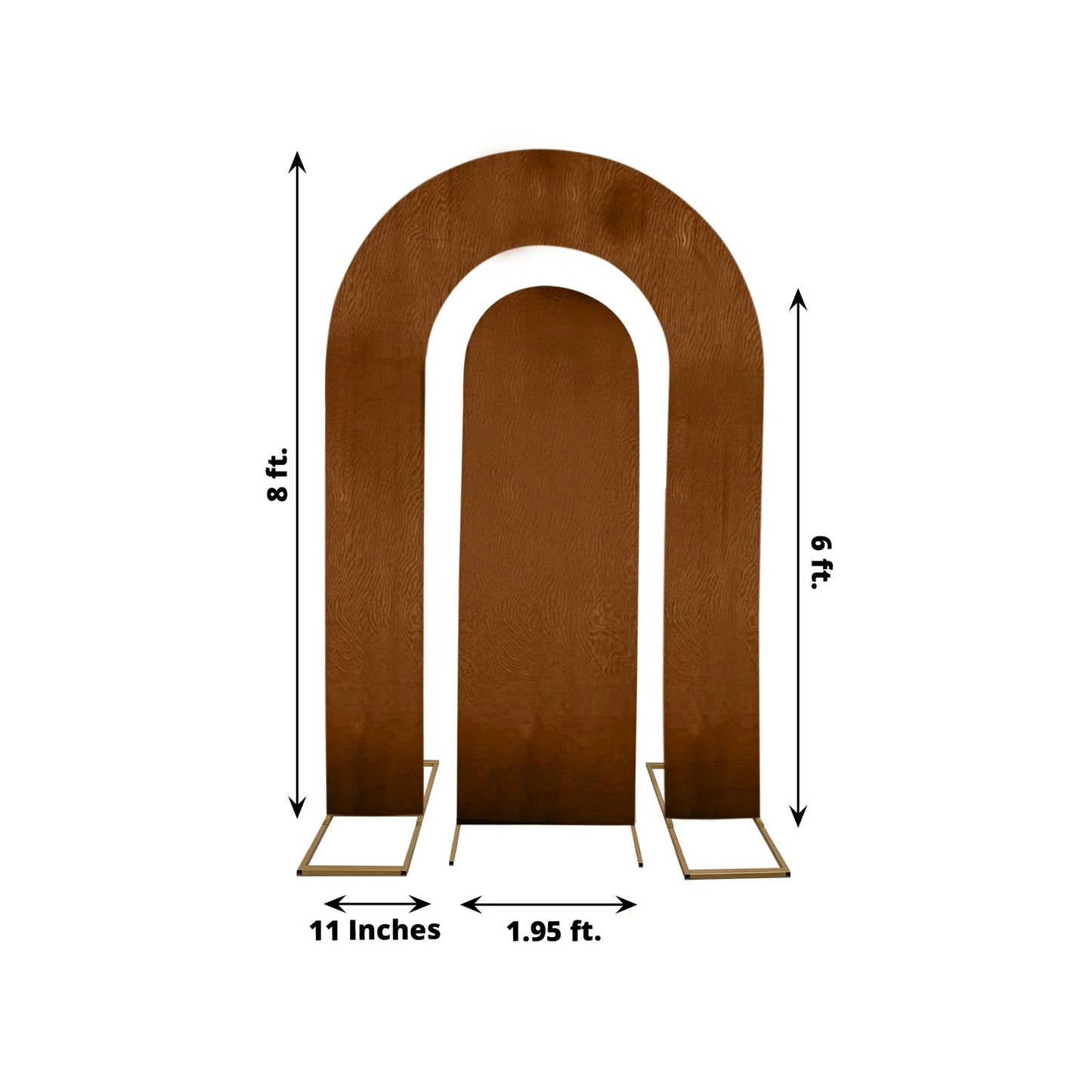 Set of 2 Brown Spandex Fitted Wedding Arch Covers for Round Top and Double Arch Chiara Backdrop Stands - 6ft,8ft