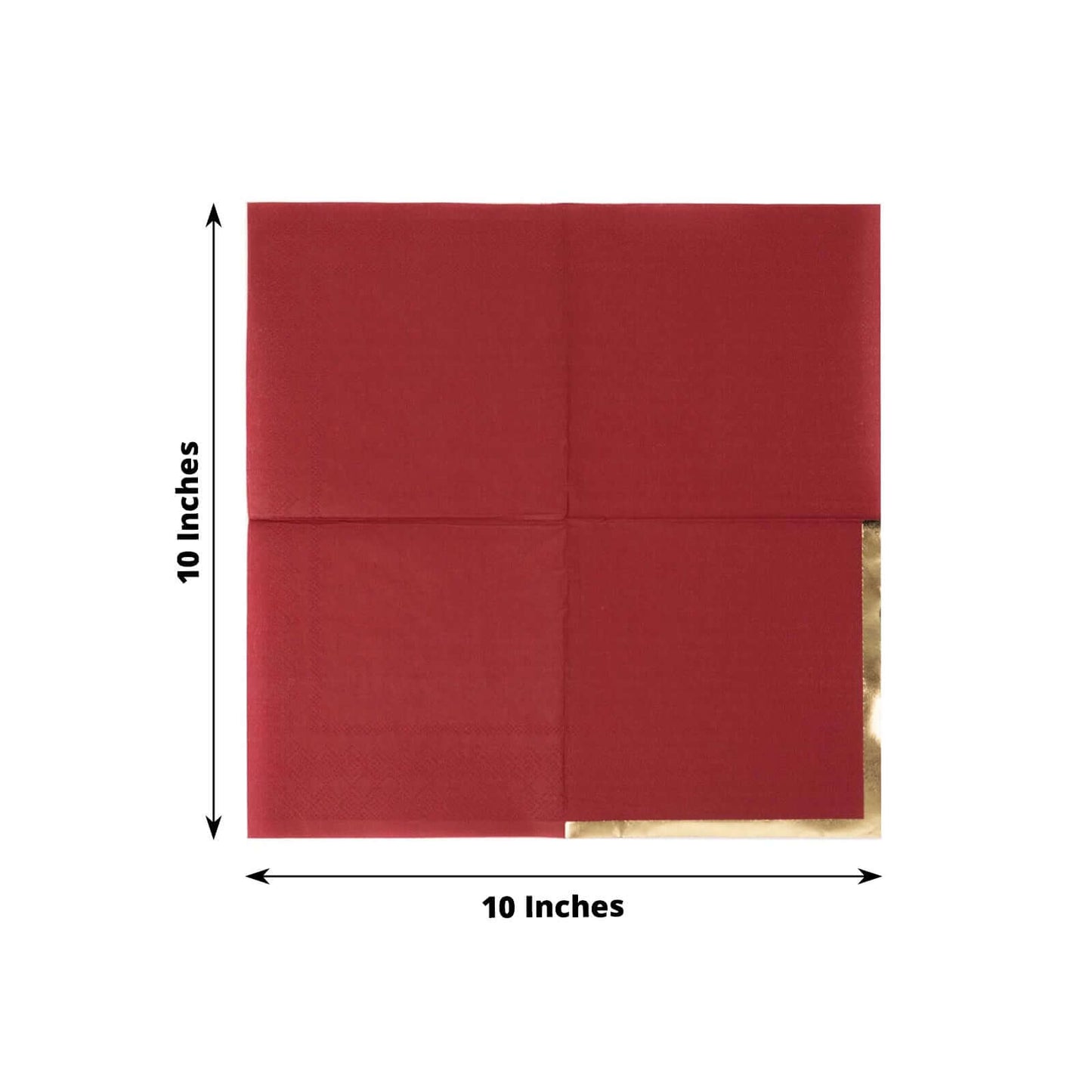50-Pack Paper Beverage Napkins Burgundy with Gold Foil Edge - 2 Ply Disposable Soft 18GSM Cocktail Napkins 5"x5"