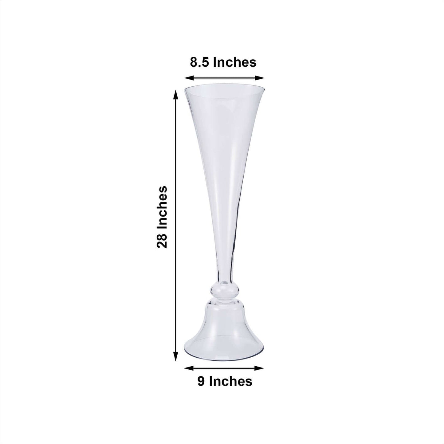 Set of 2 Glass Trumpet Vases Reversible Clarinet Style Clear - Decorative Flower Centerpieces for Events 28"