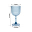 12-Pack Plastic Goblets Dusty Blue Vintage Ribbed Pattern - Reusable Shatterproof Glassware 9oz