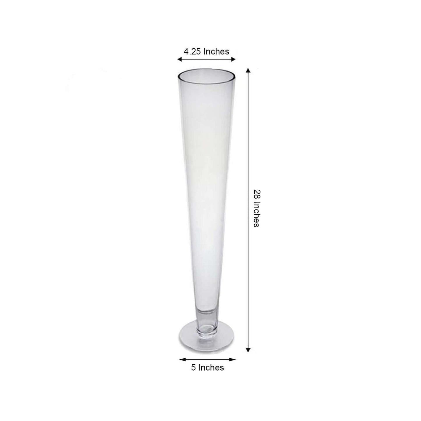 4-Pack Glass Trumpet Vases Clear - Durable Design for Chic Event Displays 28"