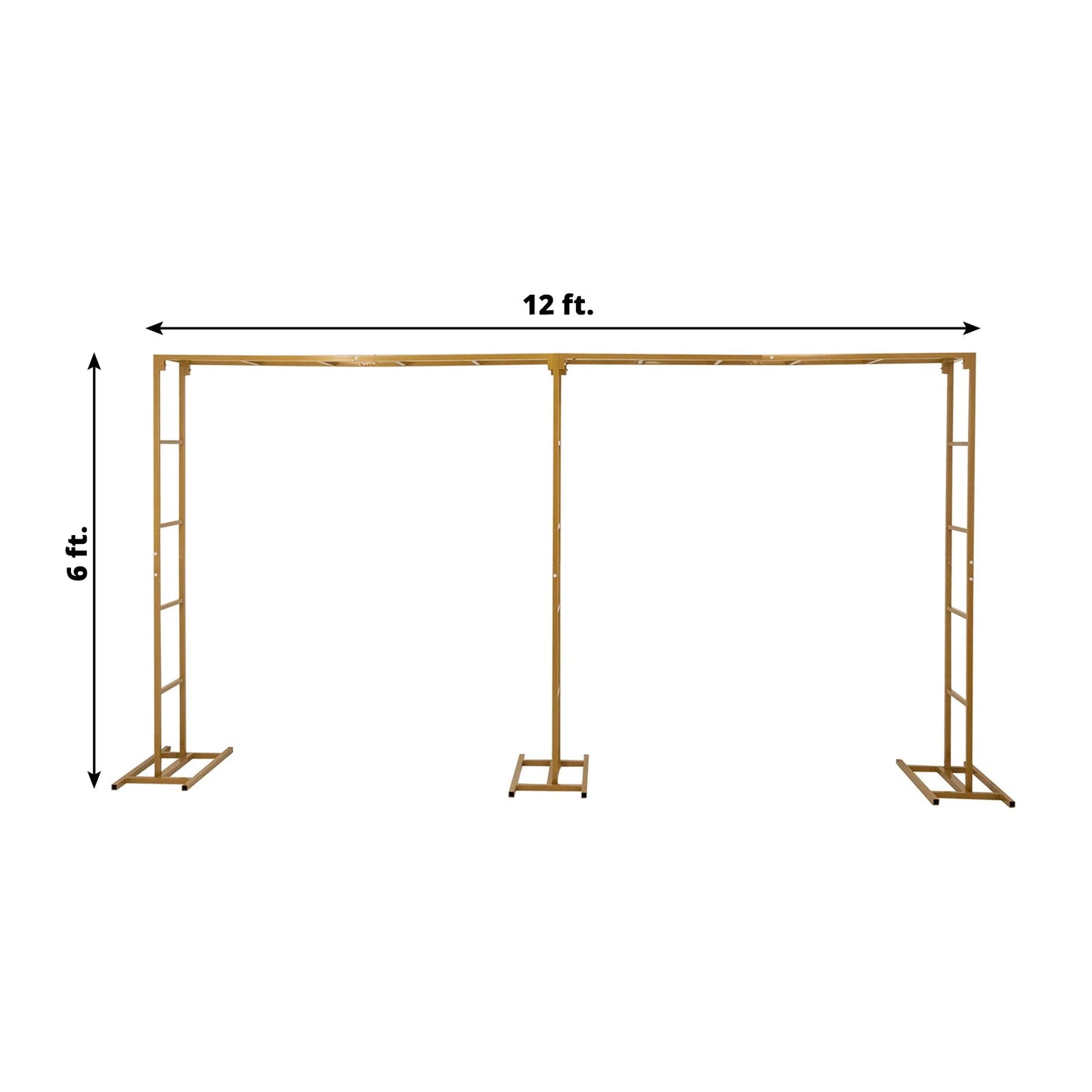 6ftx12ft Gold Rectangular Arbor - Freestanding 6' High Over the Table Stand, Backdrop Stand with Double Frame for Floral Balloon DÃ©cor