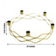 Round Wreath Taper Candelabra 5 Arm Gold Metal Decorative Centerpiece - Tabletop Candle Holder 12"