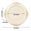 10-Pack Plastic 10" Round Dinner Plates in Ivory with Gold Leaf Embossed Rim - Disposable Vintage Baroque Style Plates