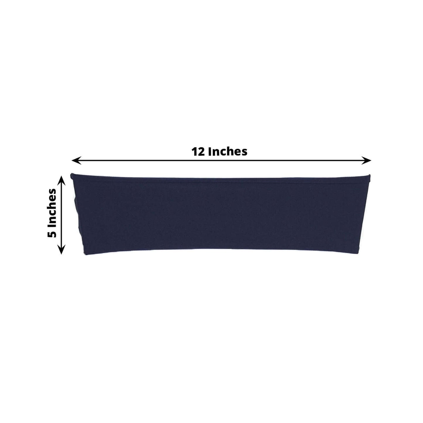 5 Pack Stretch Spandex Chair Sashes Navy Blue - Fitted Finish Two Ply Heavy Duty Chair Bands 5"x12"