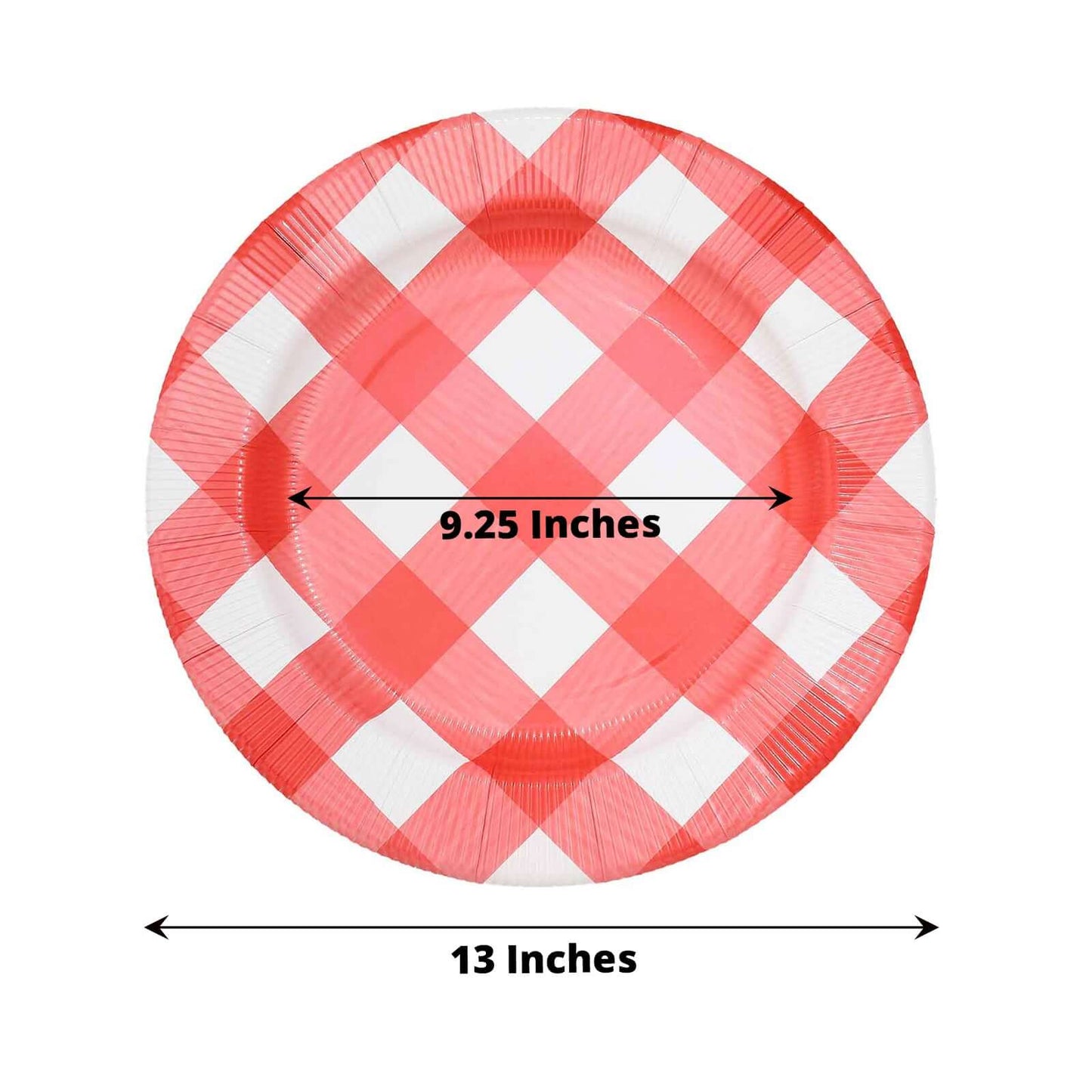 10-Pack Disposable Paper Charger Plates â€“ Red/White Buffalo Plaid 13" Round Table Chargers, 350 GSM Cardstock