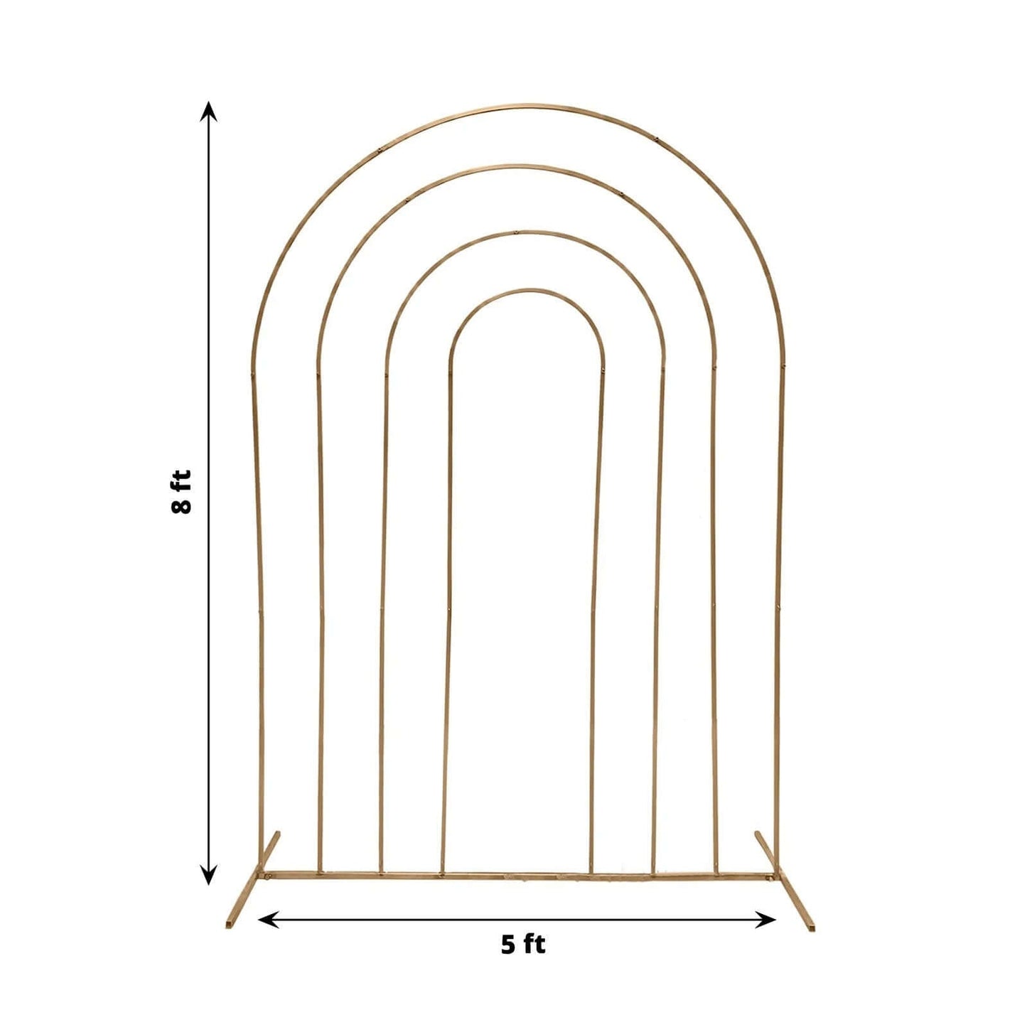 8ft Gold Metal Multi-Layered Round Top Wedding Arch, Rainbow Floral Frame Chiara Backdrop Stand