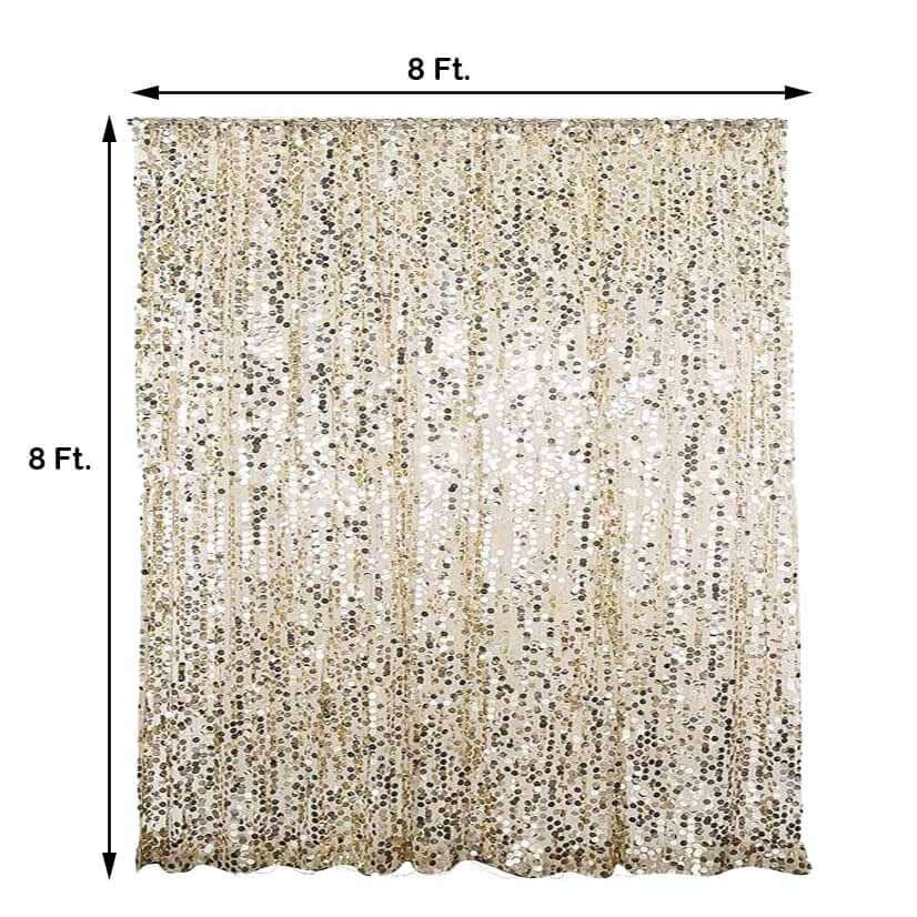 8ftx8ft Champagne Big Payette Sequin Event Curtain Drapes, Backdrop Event Panel