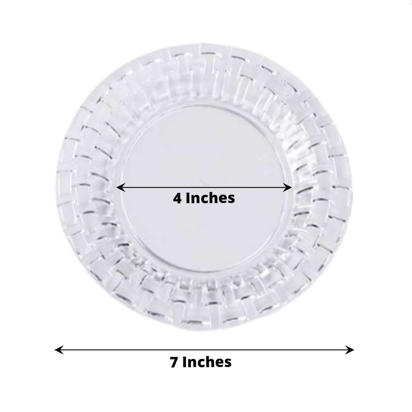 10-Pack Dessert Plates Basketweave Rim Design Clear - Plastic Disposable Salad Plates for Parties 7"