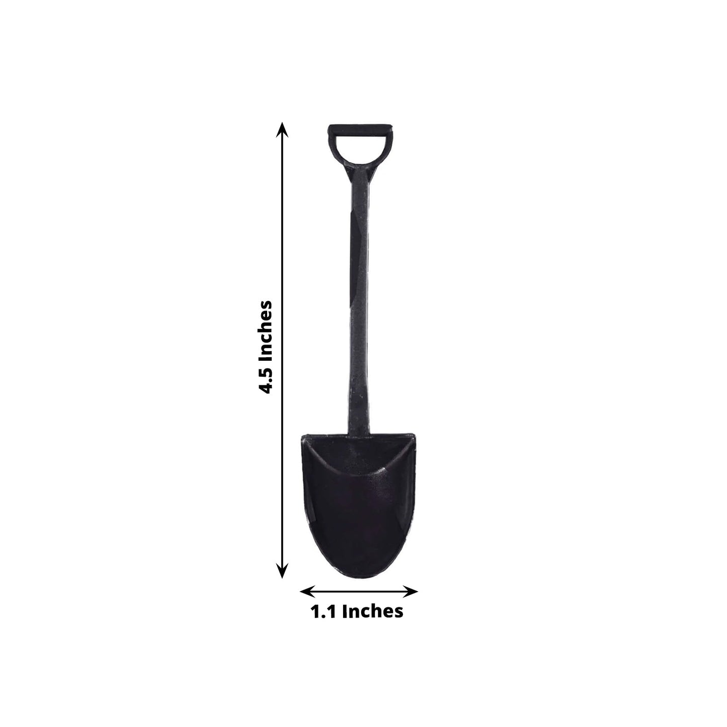 100-Pack Plastic Dessert Spoons with Mini Shovel Design Black - Disposable Ice Cream Spoons 4.5"
