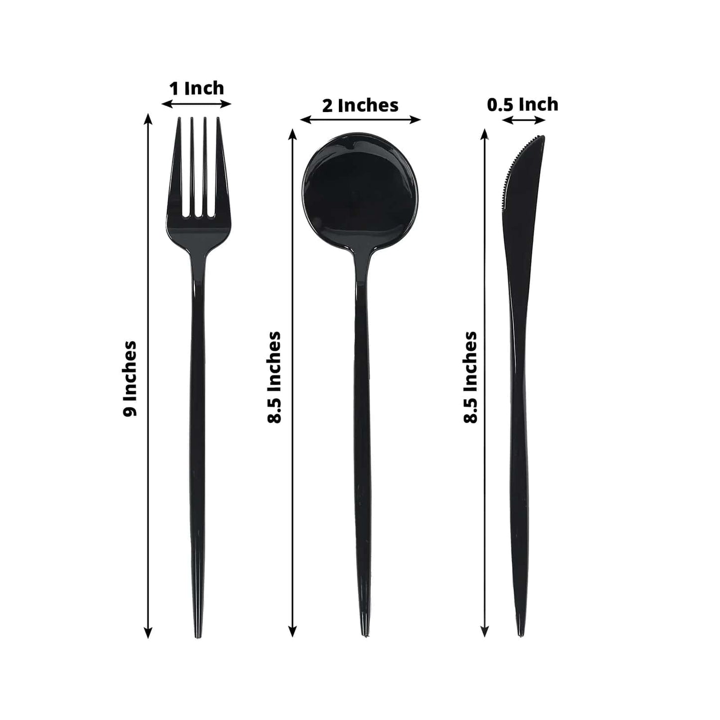 60 Pack Plastic Silverware Set, Black Heavy Duty Disposable Sleek Utensil Cutlery
