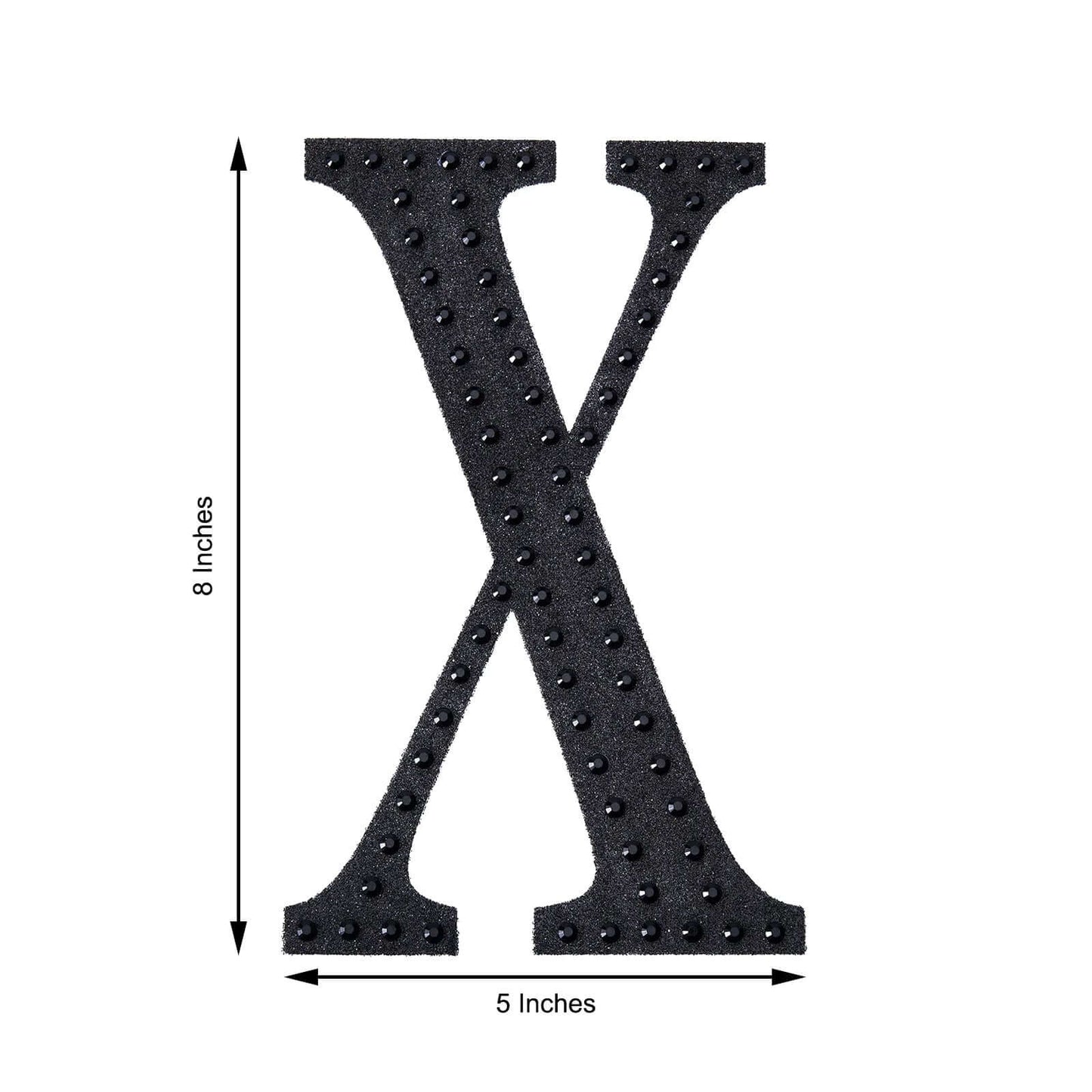 Decorative Rhinestone Alphabet "X" Letter Stickers, Glitter Adhesive Craft Letters Black DIY Sparkle Embellishments 8"