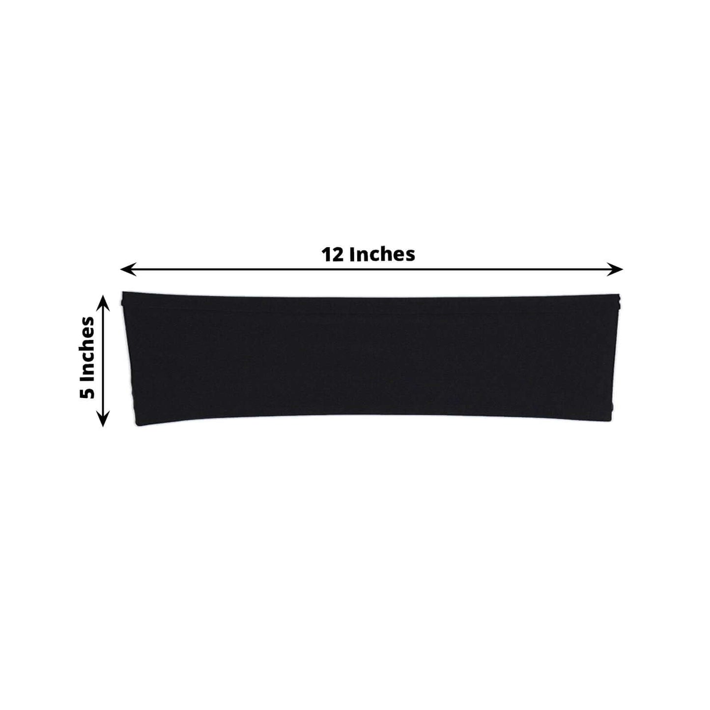 5 Pack Stretch Spandex Chair Sashes Black - Fitted Finish Two Ply Heavy Duty Chair Bands 5"x12"