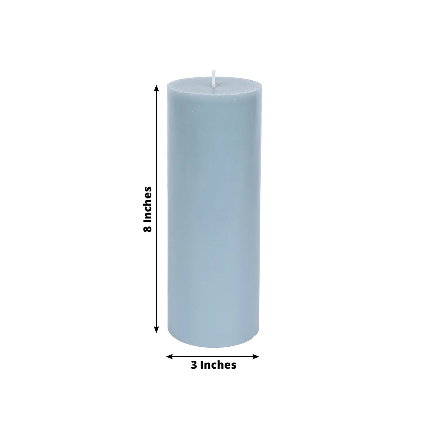 12-Pack 3"x8" Unscented Dripless Pillar Candles â€“ Dusty Blue Long-Burning Wax Candles with Cotton Wicks for Home, Weddings & Event Decor