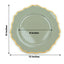 6-Pack Acrylic Round Charger Plates 13" in Dusty Sage Green with Gold Scalloped Rim, Decorative Dinner Party Plastic Charger Tableware