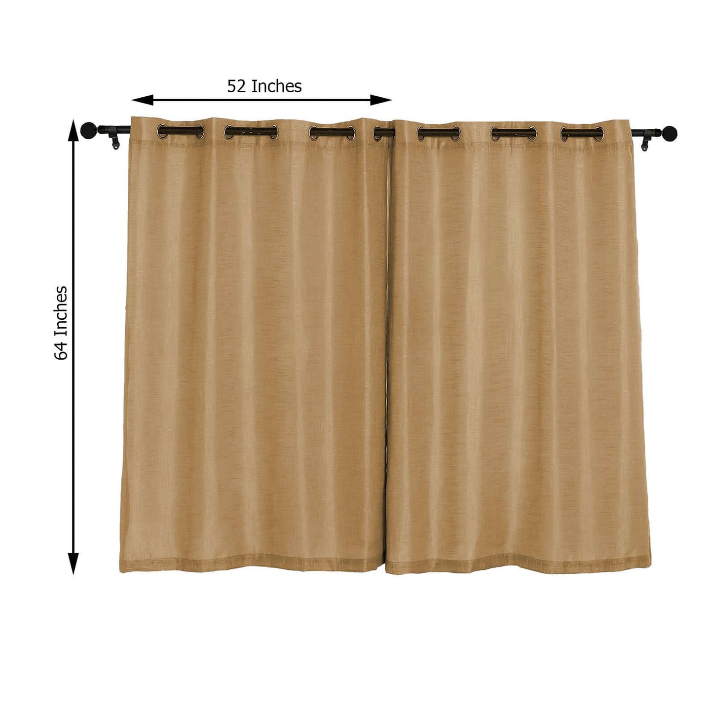 2 Pack Handmade Natural Faux Linen Curtains 52"x64", Curtain Panels With Chrome Grommets