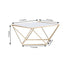 Metal Cake Stand Geometric Pedestal Riser Design Gold with Square Glass Top - Display Centerpiece 12"